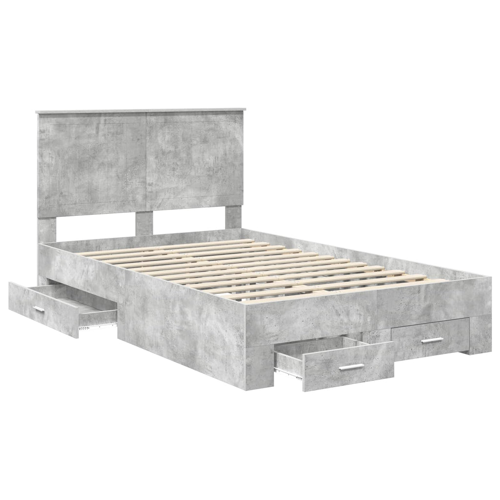 vidaXL Ramka łóżka Betonowy szary 120 x 200 cm Materiał drewnopochodny