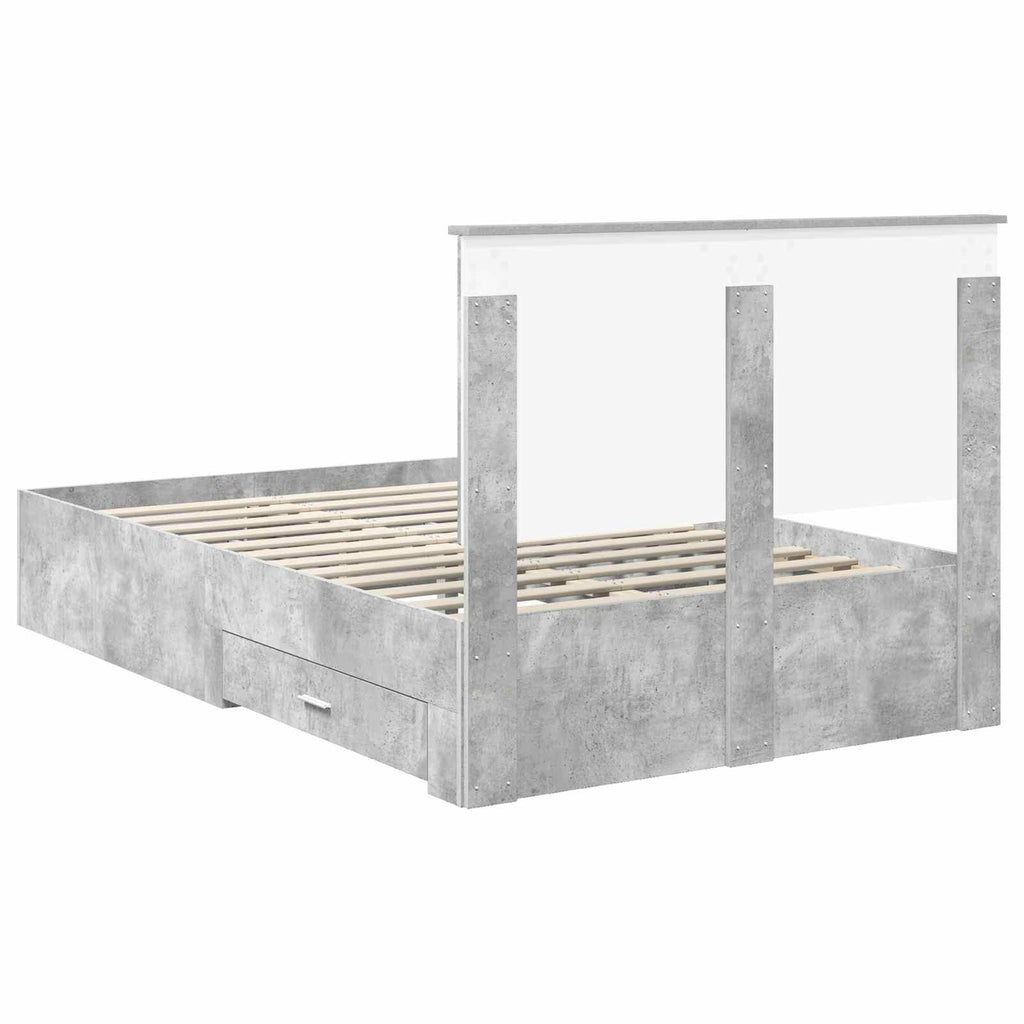 vidaXL Ramka łóżka Betonowy szary 120 x 200 cm Materiał drewnopochodny