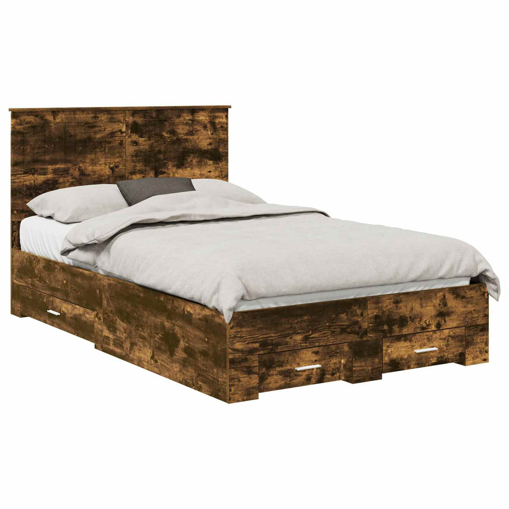 vidaXL Ramka łóżka Dąb wędzony 120 x 200 cm Materiał drewnopochodny