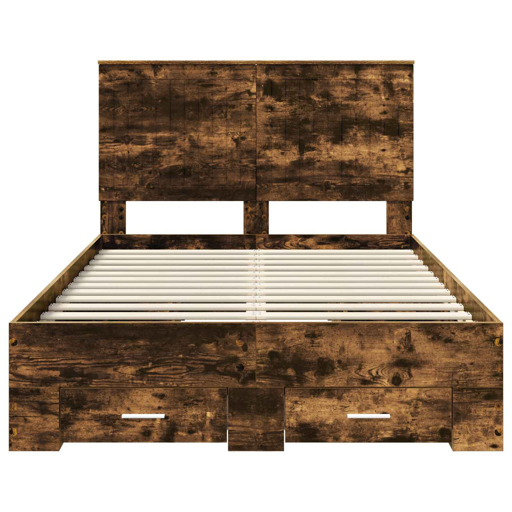 vidaXL Ramka łóżka Dąb wędzony 120 x 200 cm Materiał drewnopochodny