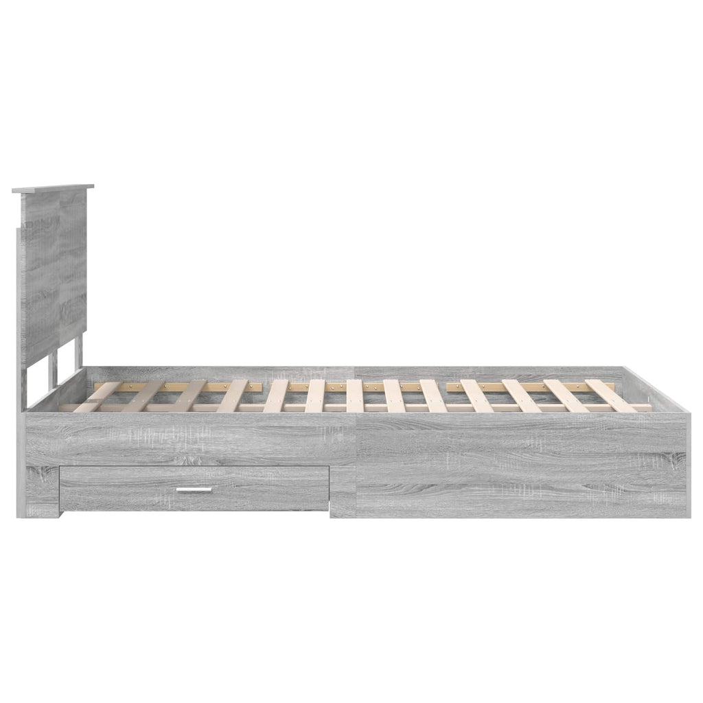 vidaXL Ramka łóżka Szary Sonoma 120 x 200 cm Materiał drewnopochodny