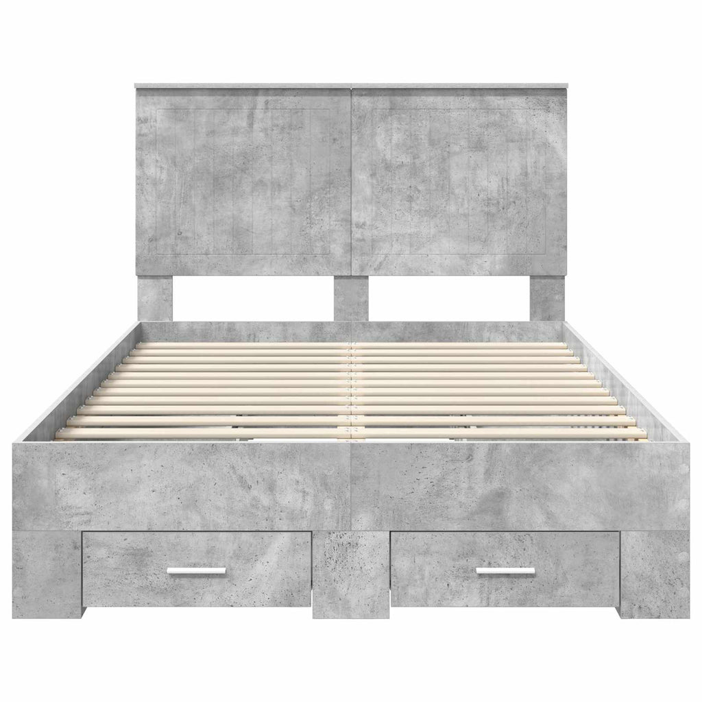 vidaXL Ramka łóżka Betonowy szary 120 x 190 cm Materiał drewnopochodny