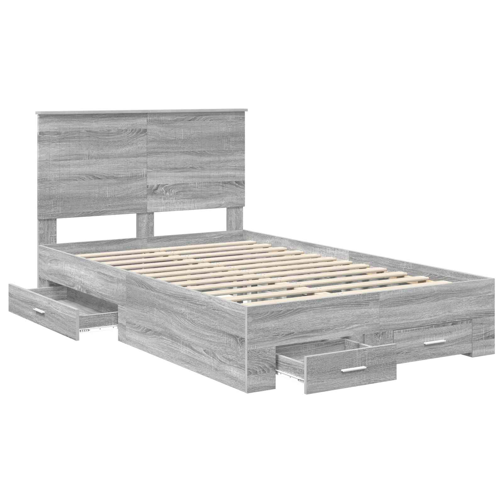 vidaXL Ramka łóżka Szary Sonoma 120 x 190 cm Materiał drewnopochodny