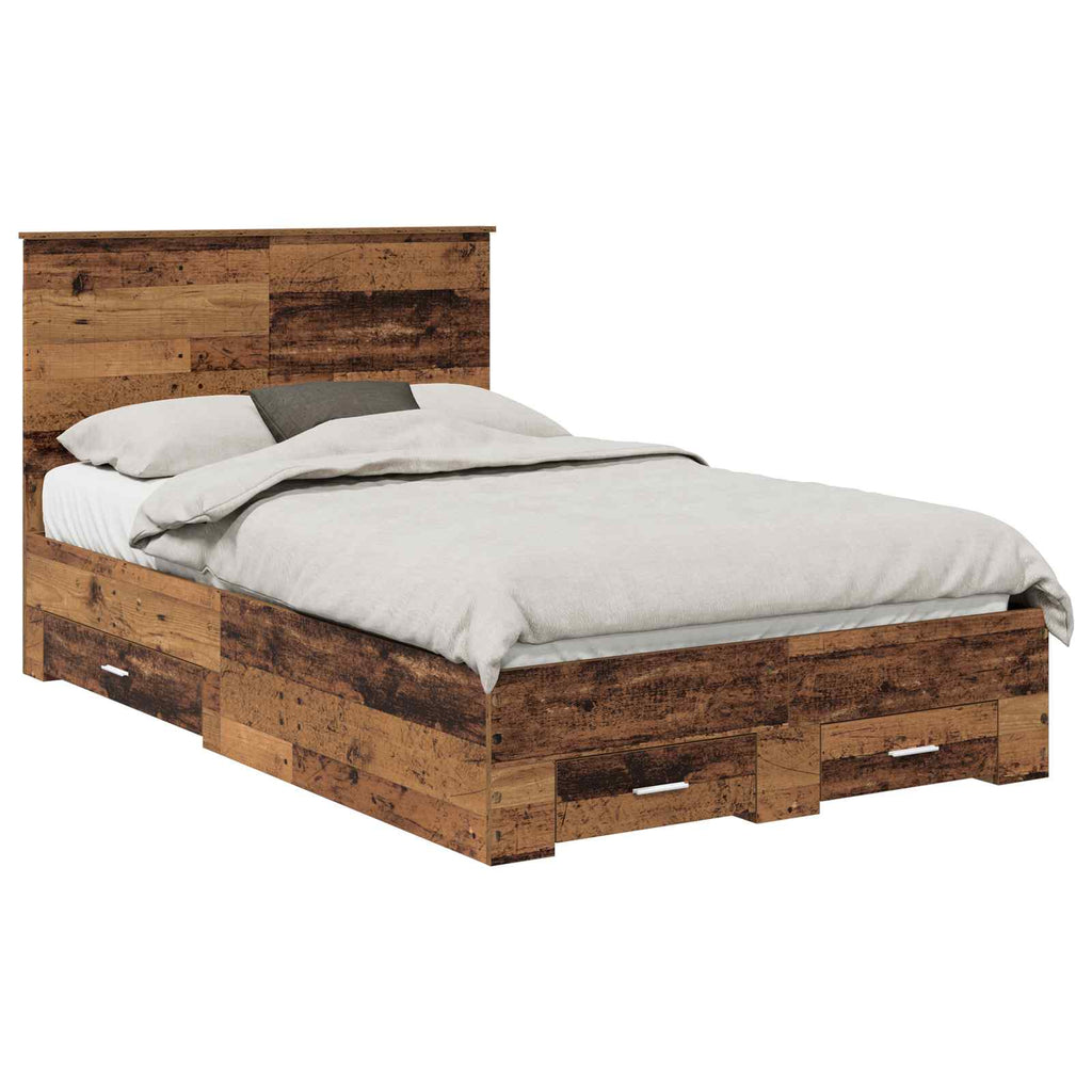 vidaXL Ramka łóżka Stare drewno 120 x 190 cm Materiał drewnopochodny