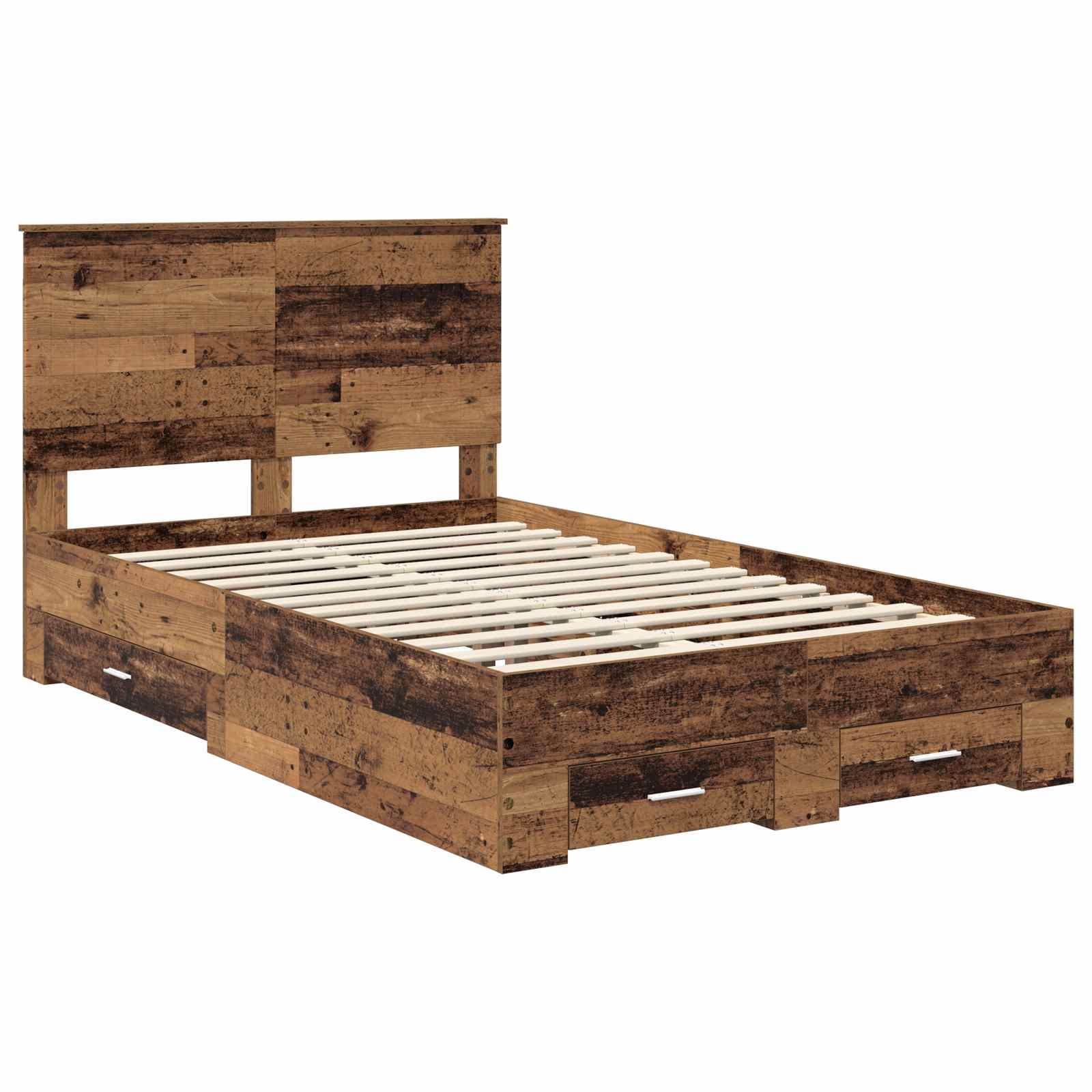 vidaXL Ramka łóżka Stare drewno 120 x 190 cm Materiał drewnopochodny