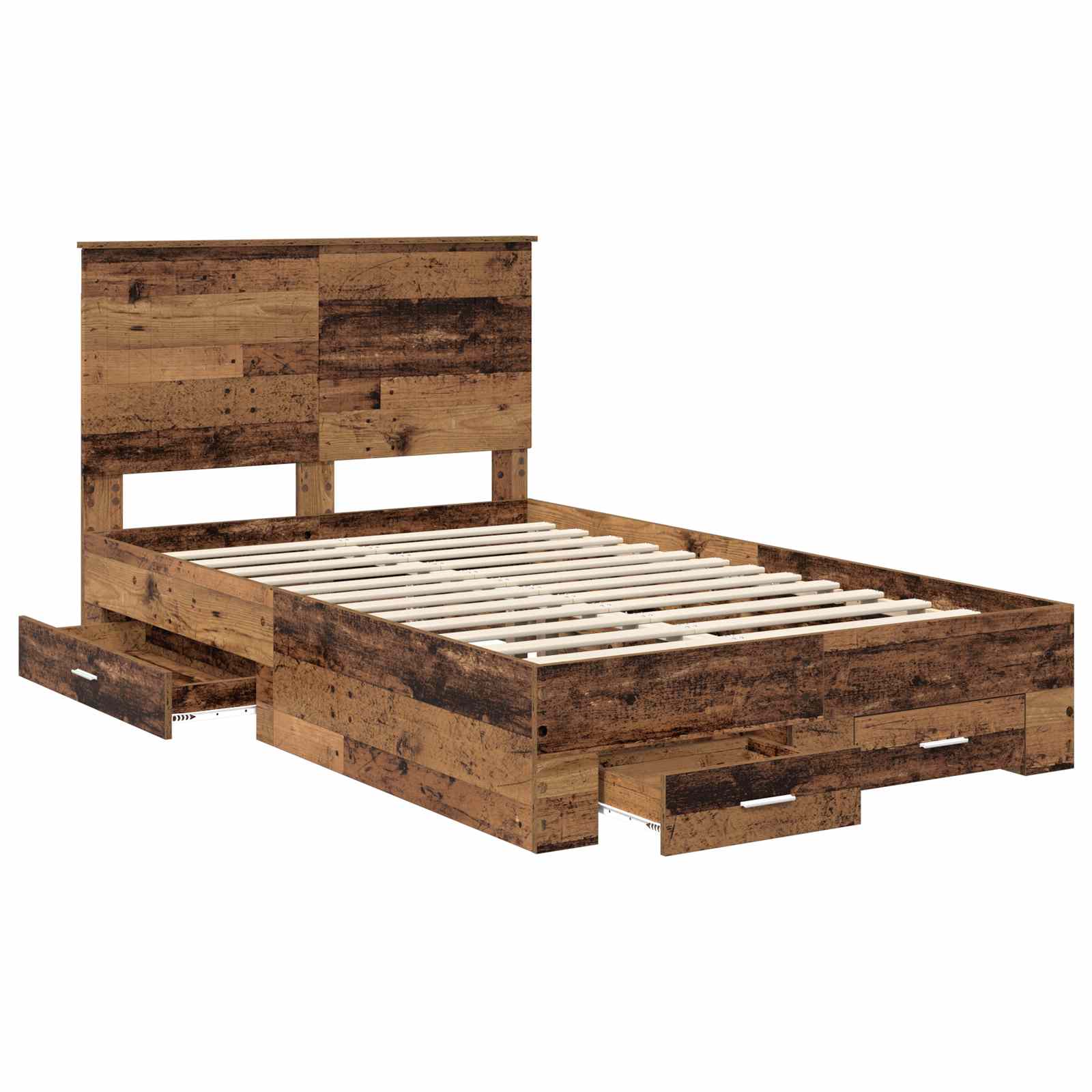 vidaXL Ramka łóżka Stare drewno 120 x 190 cm Materiał drewnopochodny