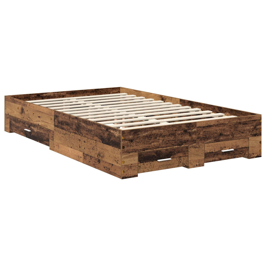 vidaXL Ramka łóżka Stare drewno 120 x 190 cm Materiał drewnopochodny