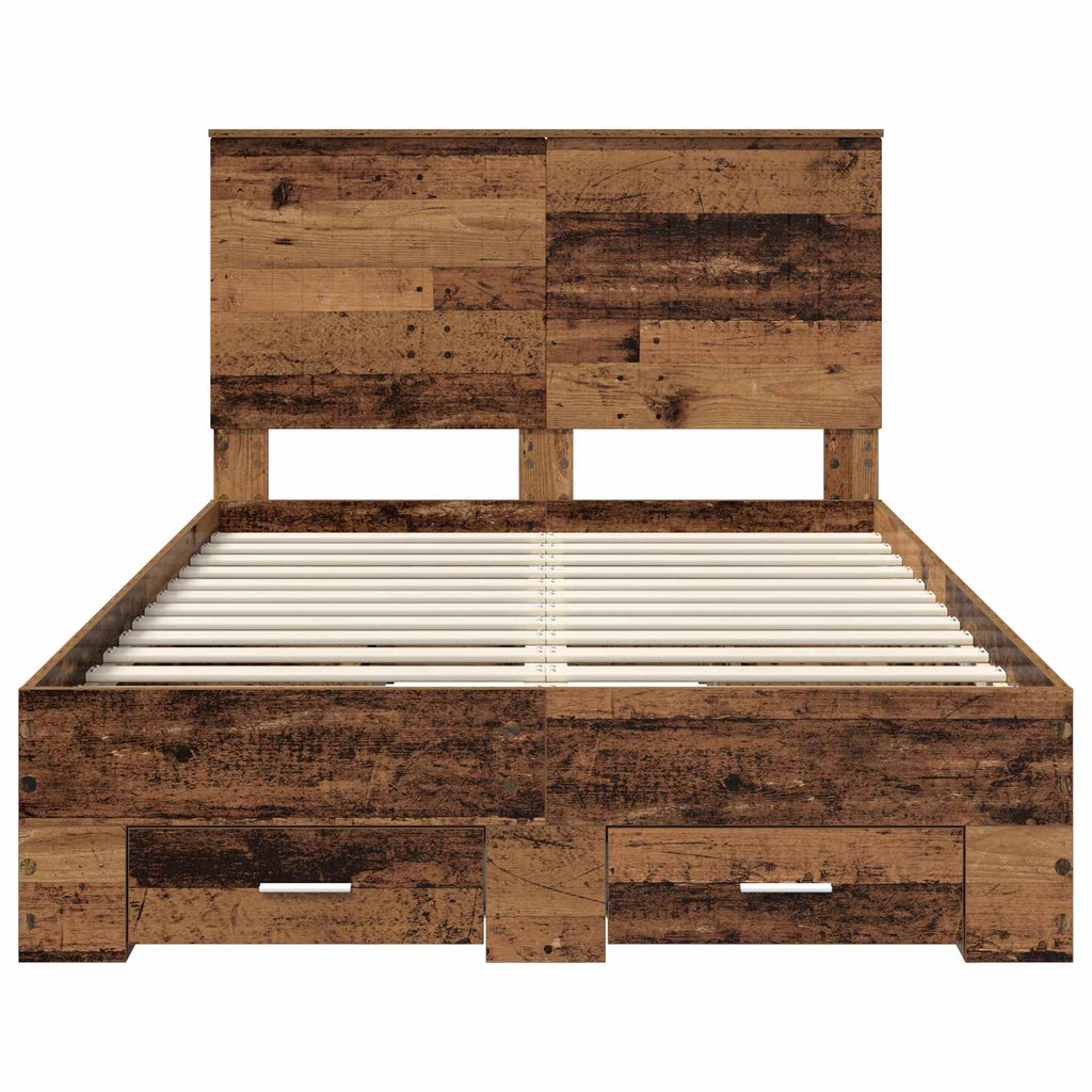 vidaXL Ramka łóżka Stare drewno 120 x 190 cm Materiał drewnopochodny