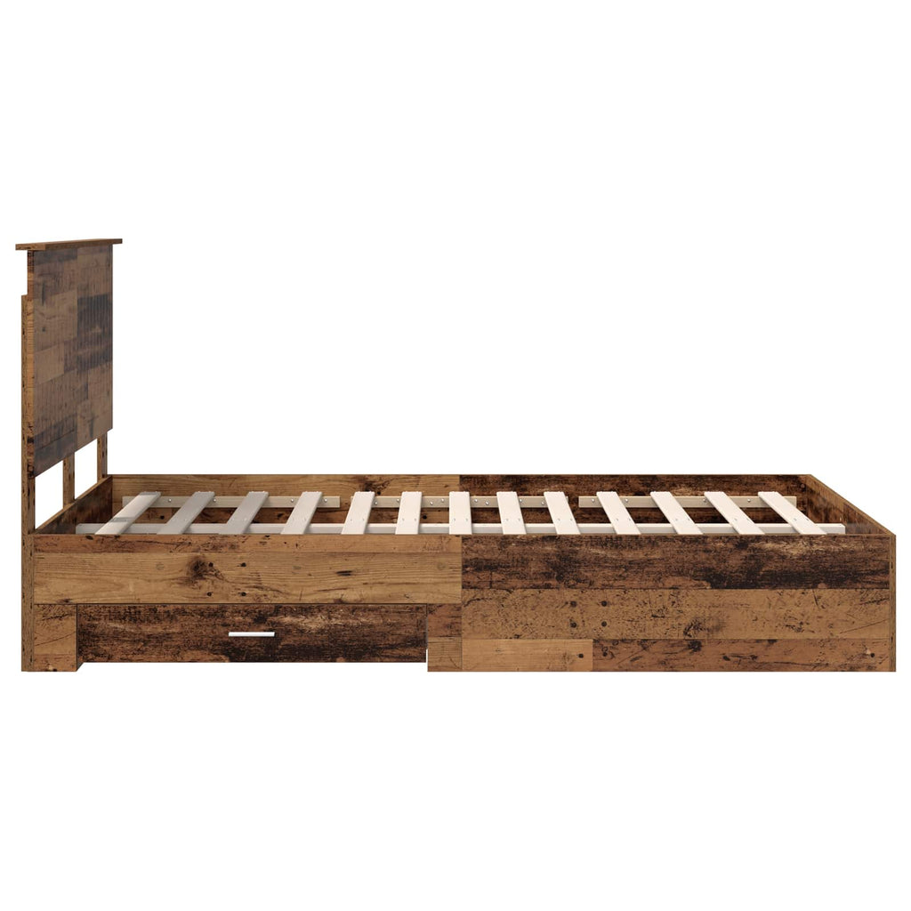 vidaXL Ramka łóżka Stare drewno 120 x 190 cm Materiał drewnopochodny