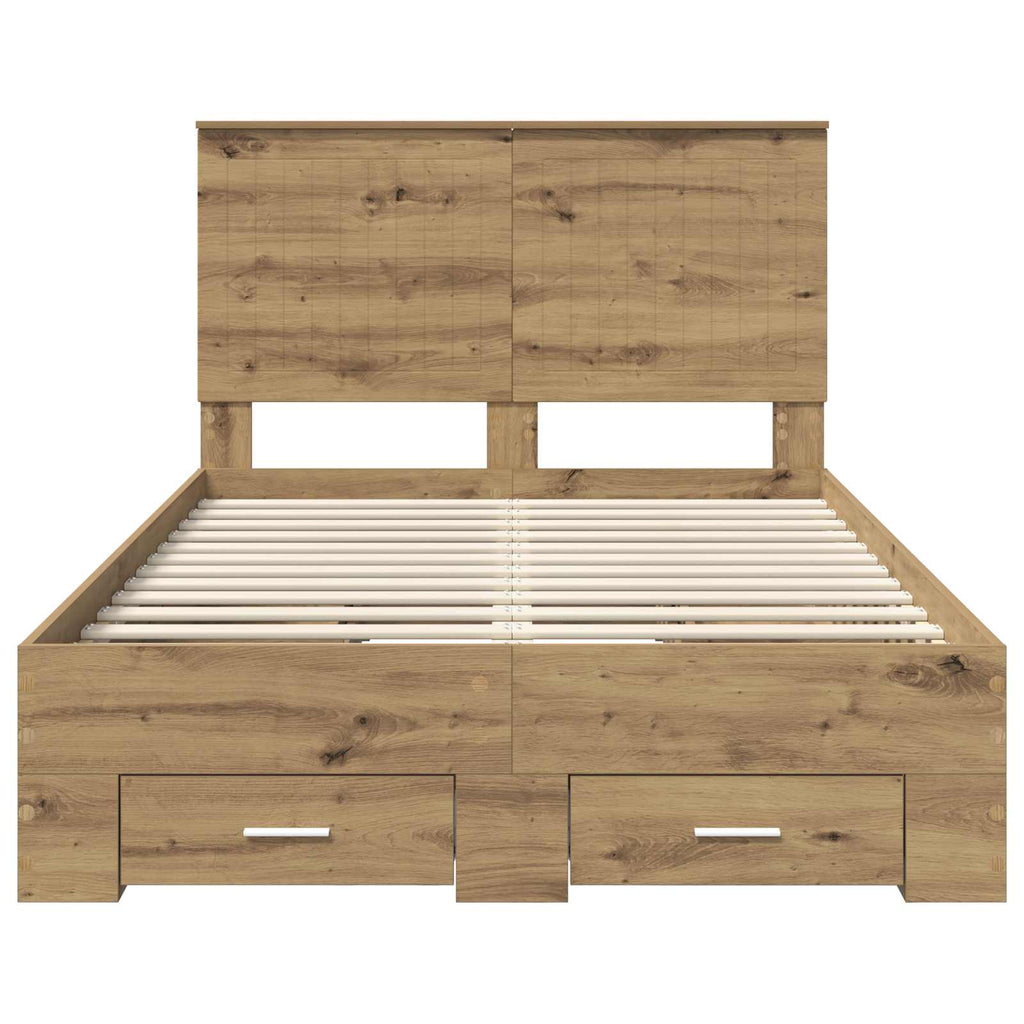 vidaXL Ramka łóżka Z zagłówkiem Dąb rzemieślniczy 120 x 190 cm