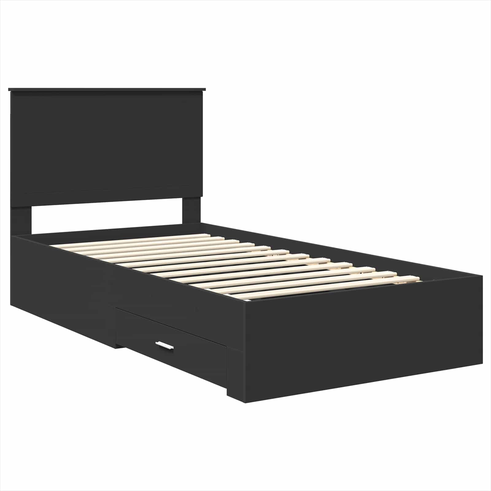 vidaXL Ramka łóżka Z zagłówkiem Czarny i Srebrny 90 x 200 cm