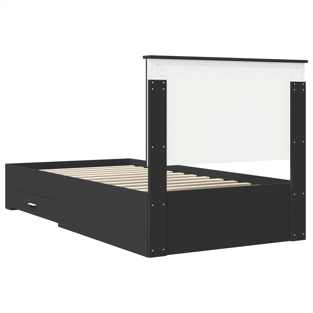 vidaXL Ramka łóżka Z zagłówkiem Czarny i Srebrny 90 x 200 cm