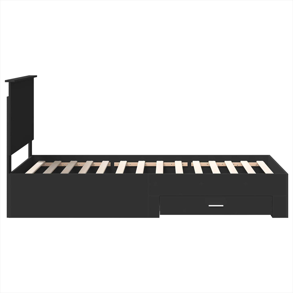 vidaXL Ramka łóżka Z zagłówkiem Czarny i Srebrny 90 x 200 cm