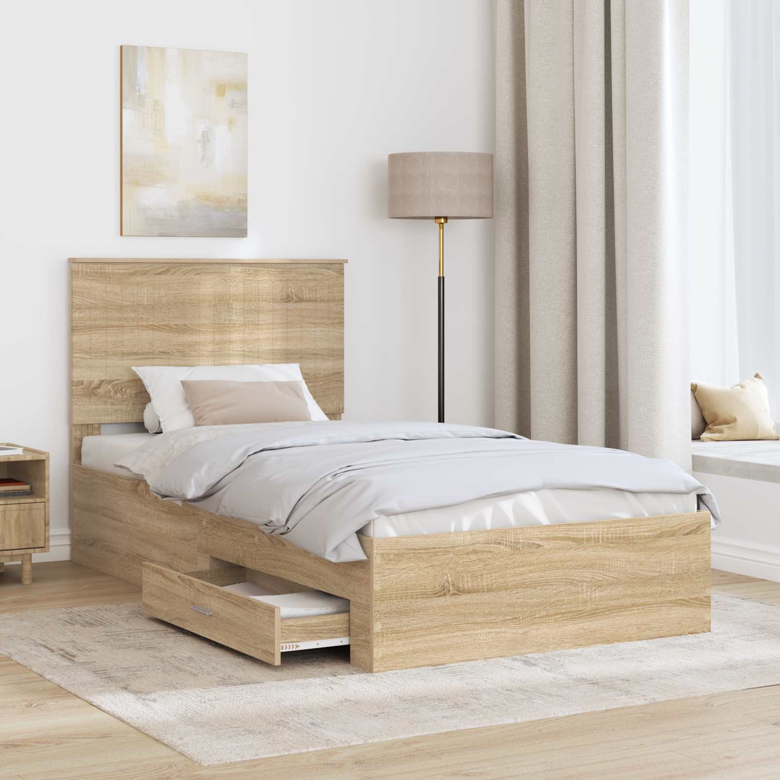 vidaXL Ramka łóżka Dąb Sonoma 100 x 200 cm Materiał drewnopochodny