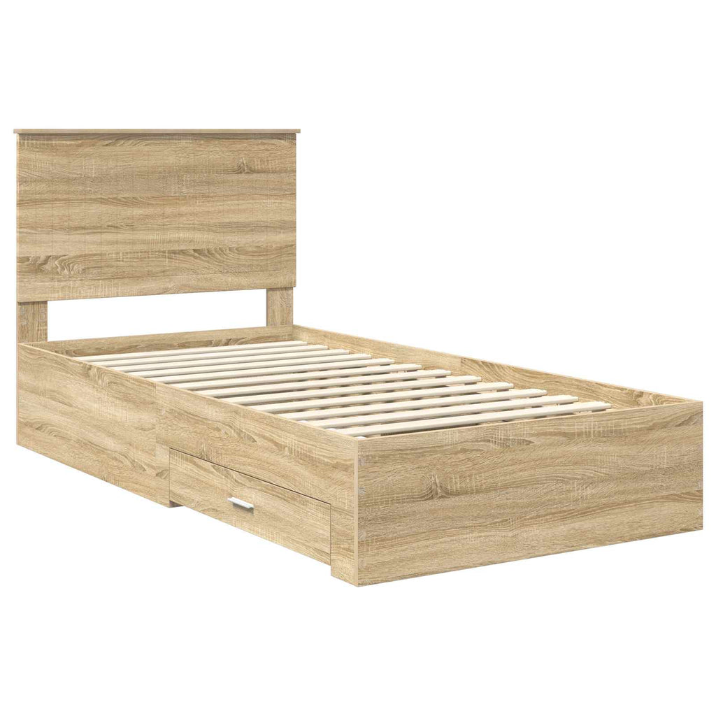 vidaXL Ramka łóżka Dąb Sonoma 100 x 200 cm Materiał drewnopochodny