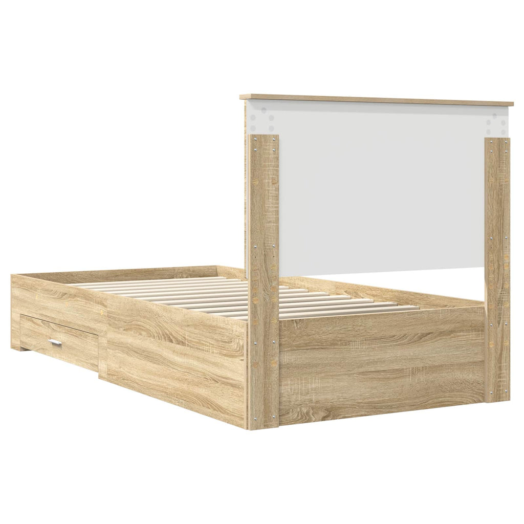 vidaXL Ramka łóżka Dąb Sonoma 100 x 200 cm Materiał drewnopochodny