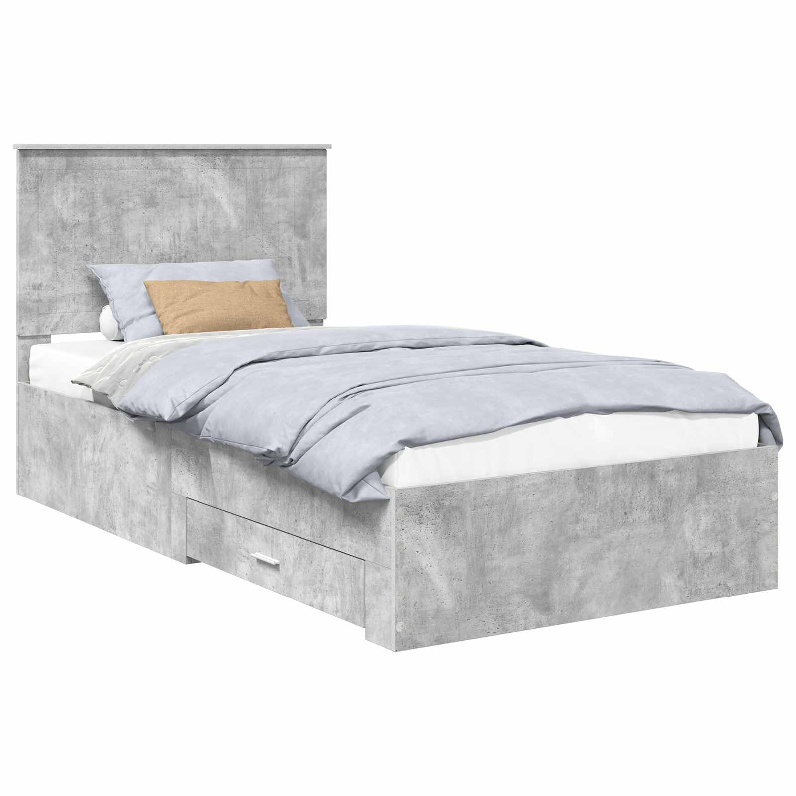 vidaXL Ramka łóżka Betonowy szary 100 x 200 cm Materiał drewnopochodny