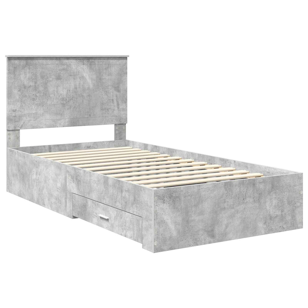 vidaXL Ramka łóżka Betonowy szary 100 x 200 cm Materiał drewnopochodny
