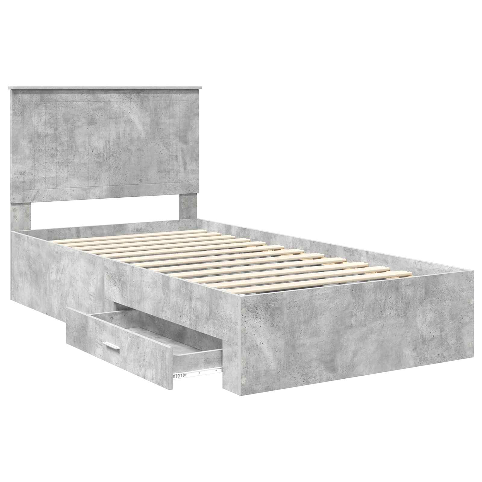 vidaXL Ramka łóżka Betonowy szary 100 x 200 cm Materiał drewnopochodny