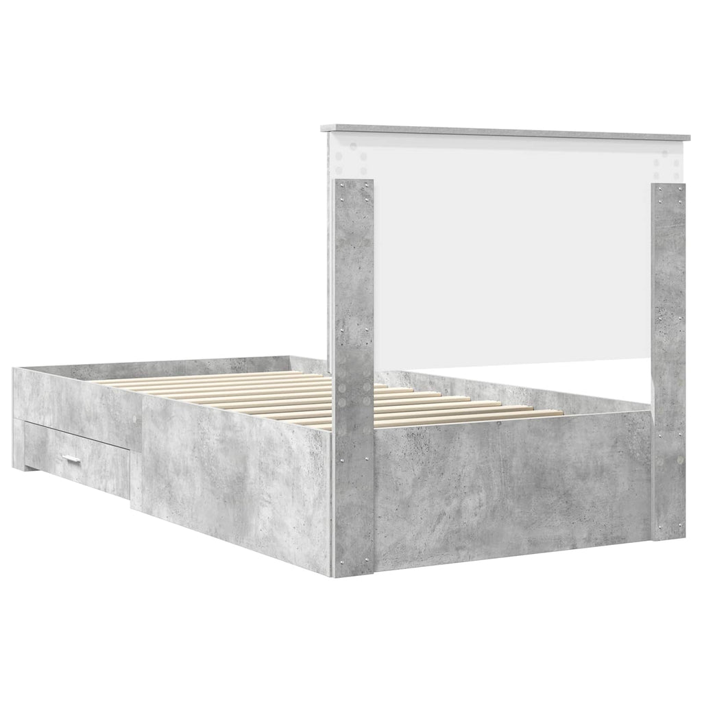 vidaXL Ramka łóżka Betonowy szary 100 x 200 cm Materiał drewnopochodny
