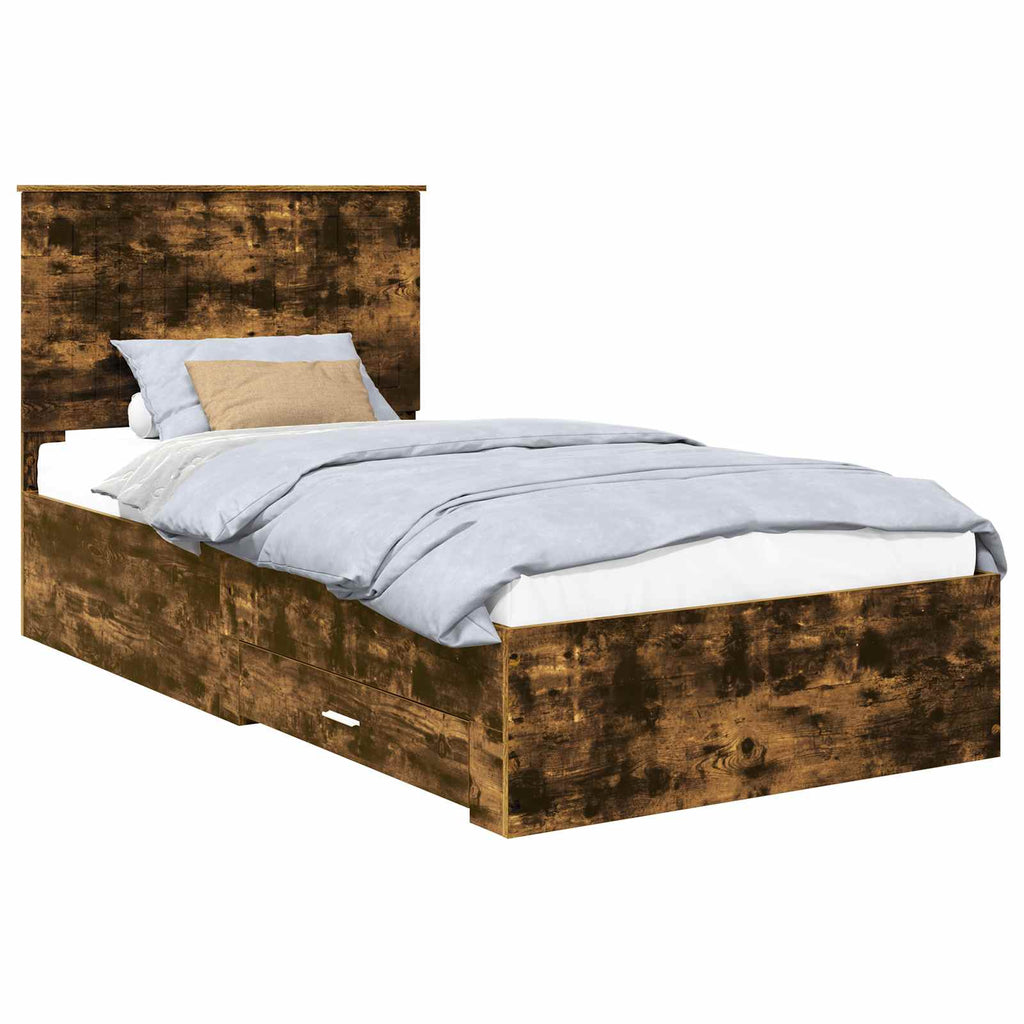 vidaXL Ramka łóżka Dąb wędzony 100 x 200 cm Materiał drewnopochodny