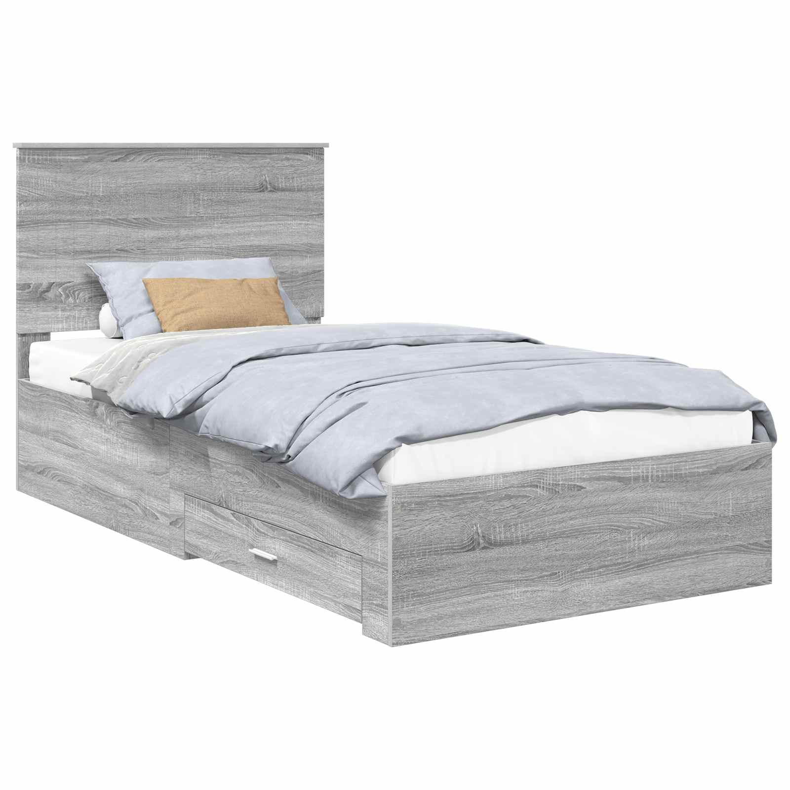 vidaXL Ramka łóżka Szary Sonoma 100 x 200 cm Materiał drewnopochodny