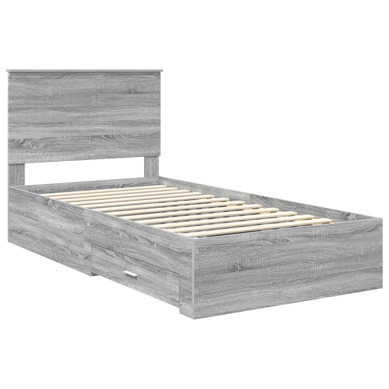 vidaXL Ramka łóżka Szary Sonoma 100 x 200 cm Materiał drewnopochodny