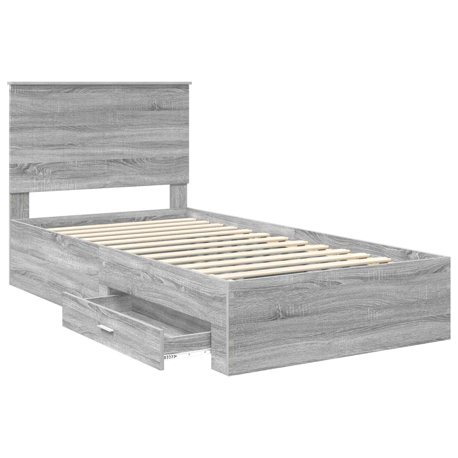 vidaXL Ramka łóżka Szary Sonoma 100 x 200 cm Materiał drewnopochodny