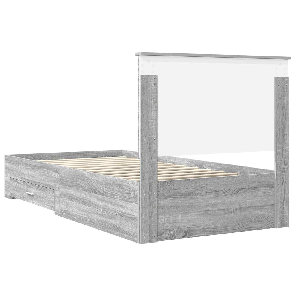 vidaXL Ramka łóżka Szary Sonoma 100 x 200 cm Materiał drewnopochodny
