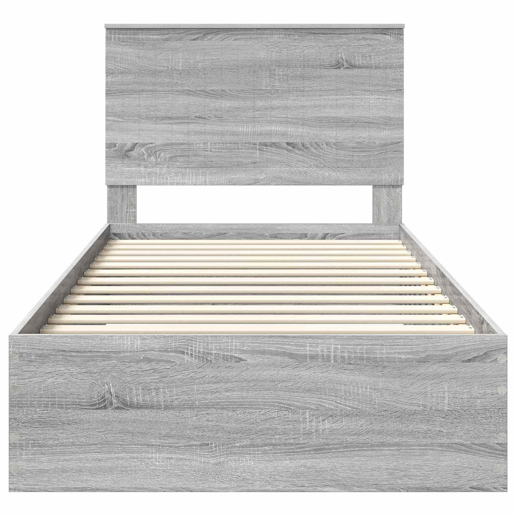 vidaXL Ramka łóżka Szary Sonoma 100 x 200 cm Materiał drewnopochodny