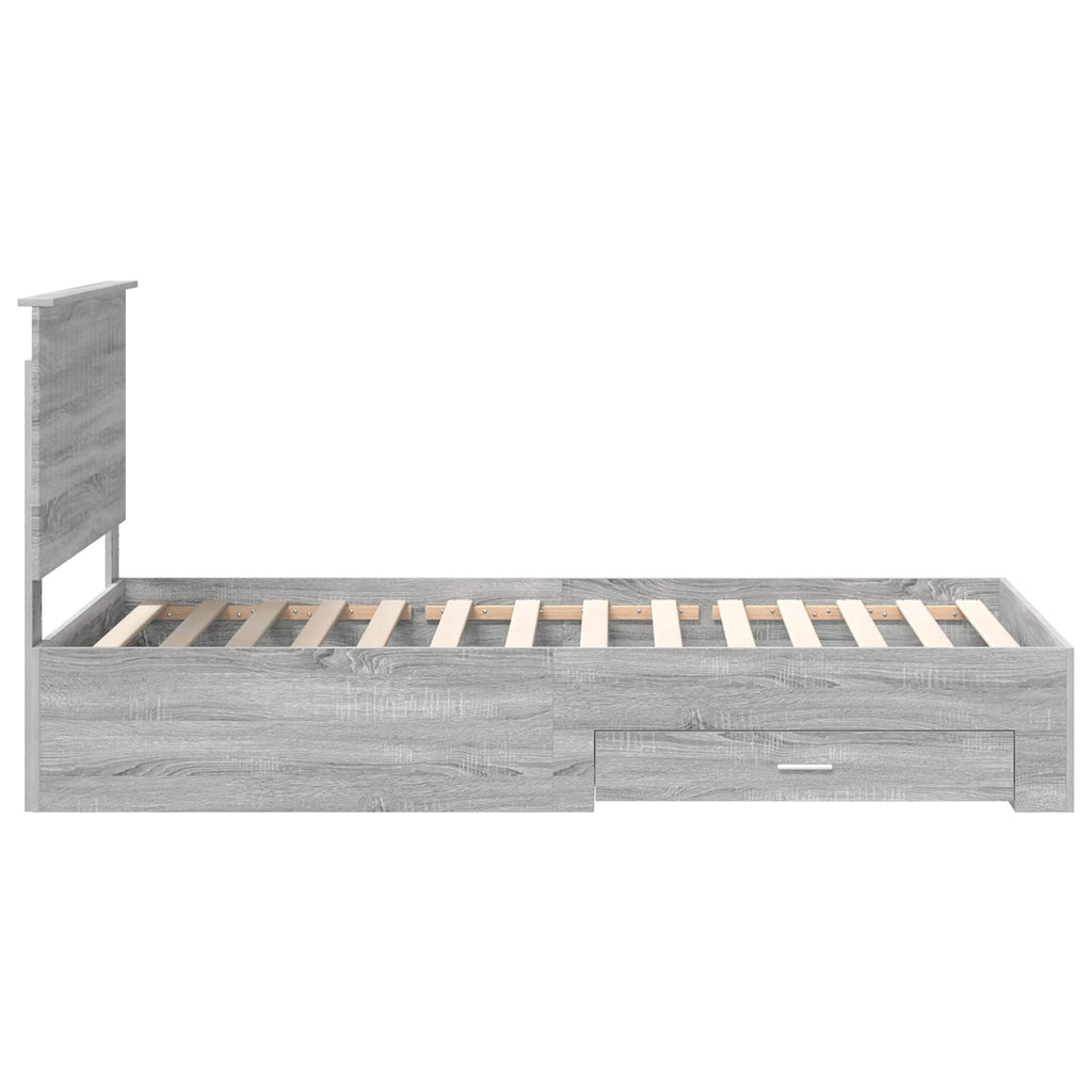 vidaXL Ramka łóżka Szary Sonoma 100 x 200 cm Materiał drewnopochodny
