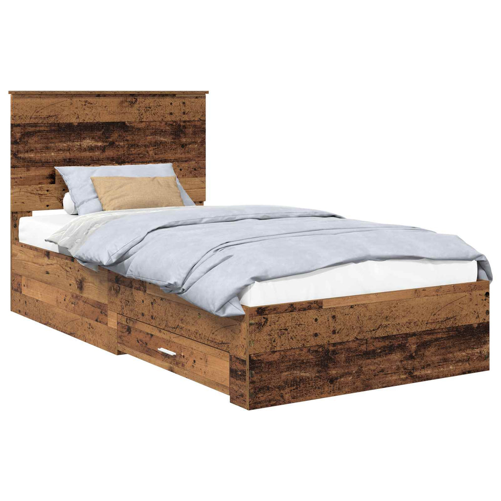 vidaXL Ramka łóżka Stare drewno 100 x 200 cm Materiał drewnopochodny