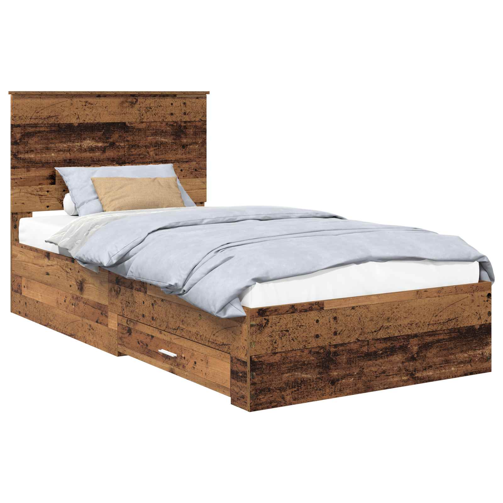 vidaXL Ramka łóżka Stare drewno 100 x 200 cm Materiał drewnopochodny