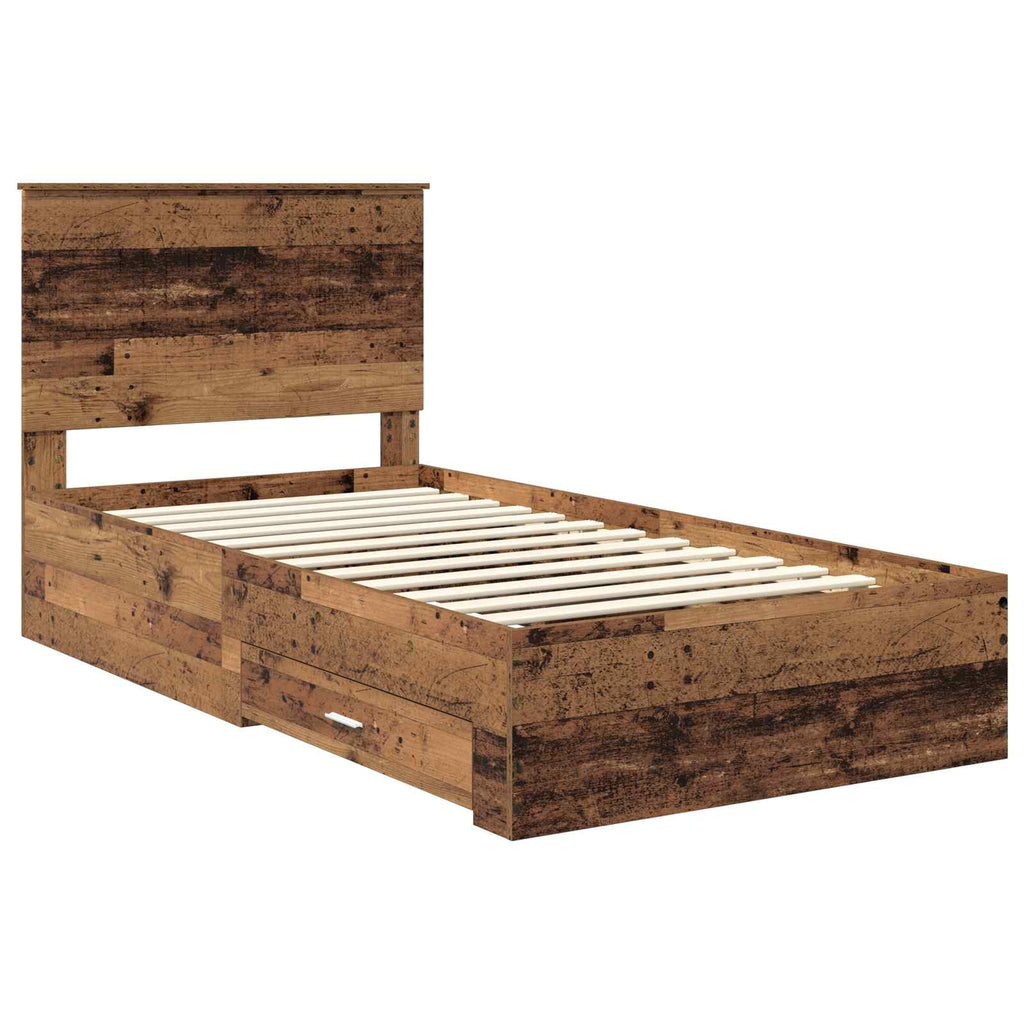 vidaXL Ramka łóżka Stare drewno 100 x 200 cm Materiał drewnopochodny