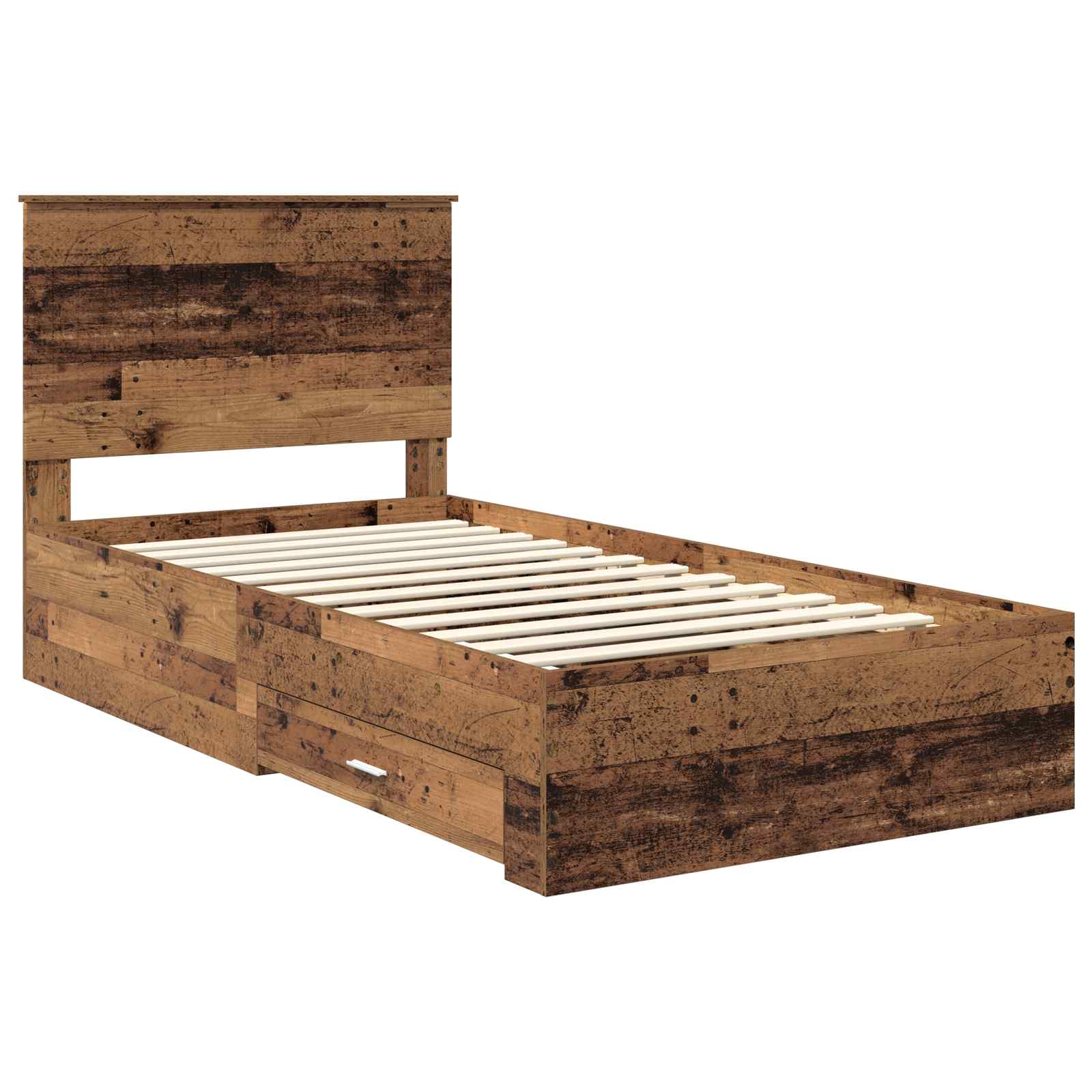 vidaXL Ramka łóżka Stare drewno 100 x 200 cm Materiał drewnopochodny