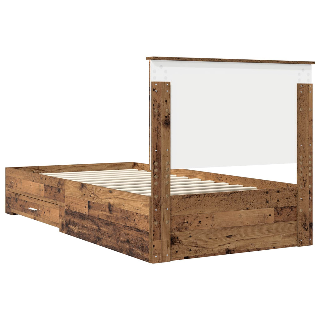 vidaXL Ramka łóżka Stare drewno 100 x 200 cm Materiał drewnopochodny
