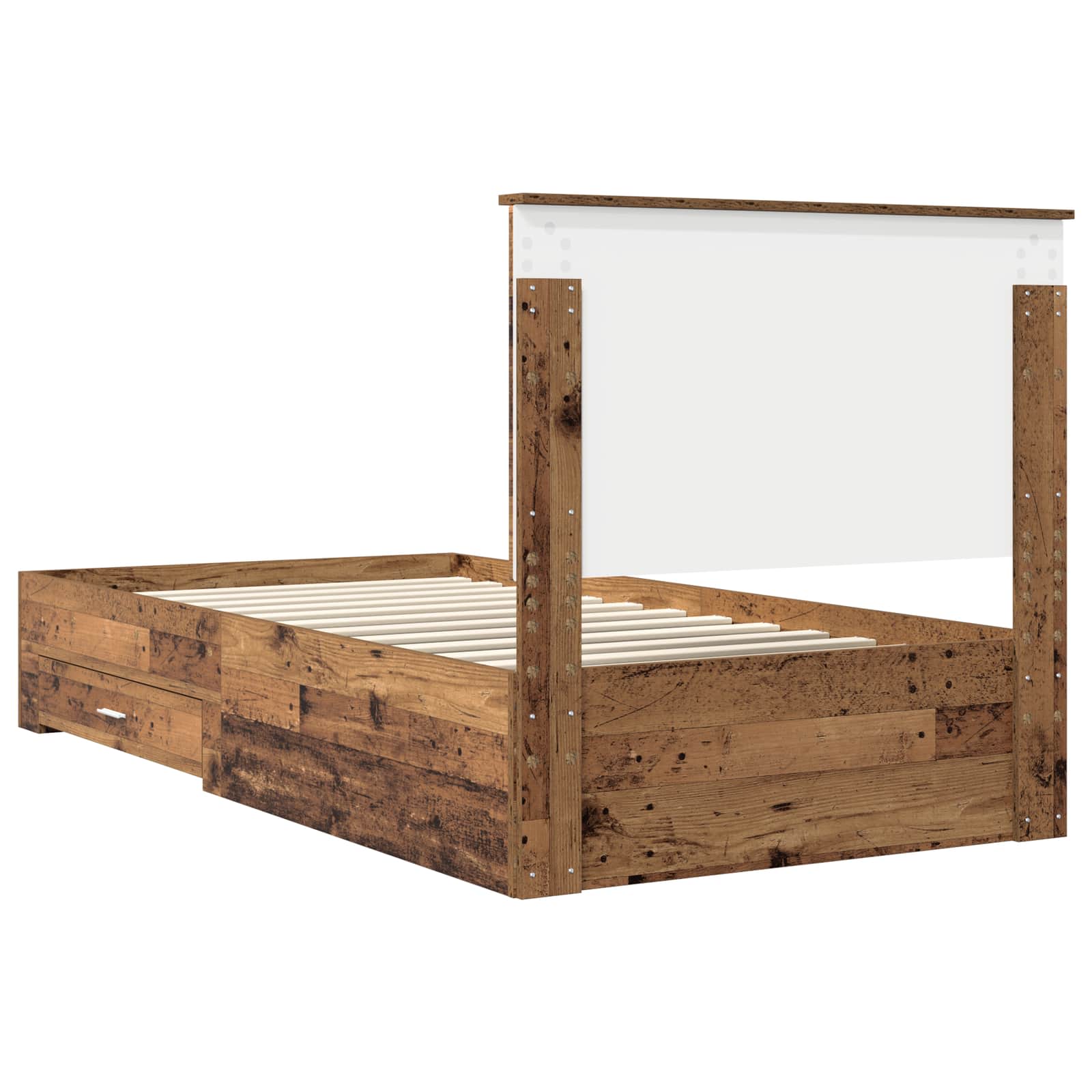 vidaXL Ramka łóżka Stare drewno 100 x 200 cm Materiał drewnopochodny