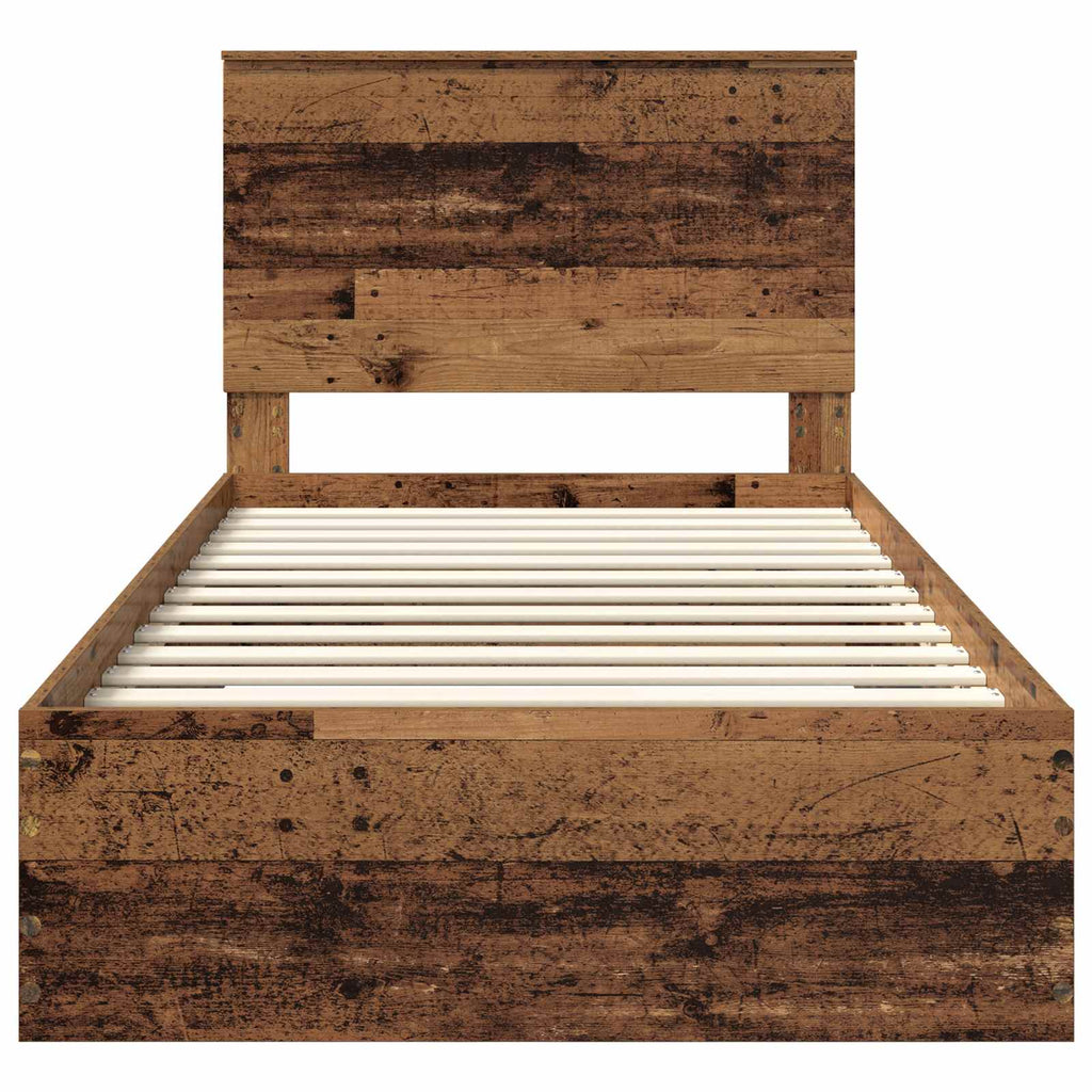 vidaXL Ramka łóżka Stare drewno 100 x 200 cm Materiał drewnopochodny