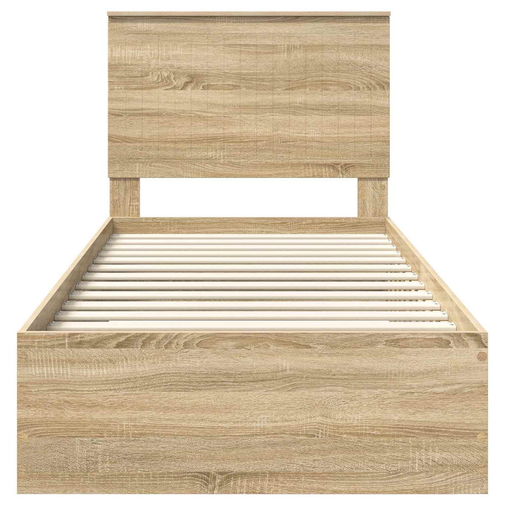 vidaXL Ramka łóżka Dąb Sonoma 90 x 200 cm Materiał drewnopochodny
