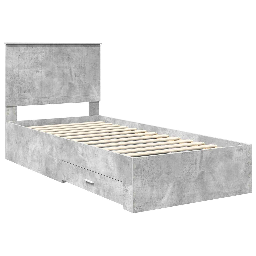 vidaXL Ramka łóżka Betonowy szary 90 x 200 cm Materiał drewnopochodny