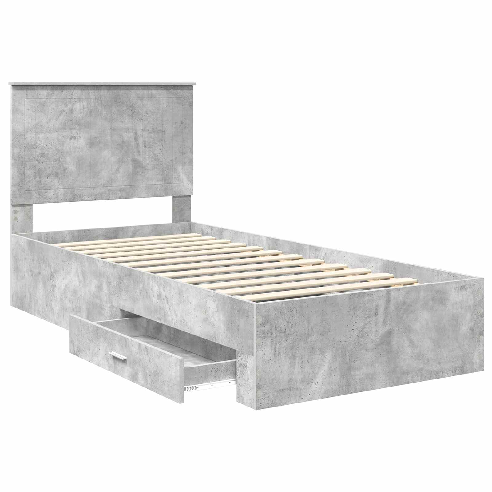 vidaXL Ramka łóżka Betonowy szary 90 x 200 cm Materiał drewnopochodny