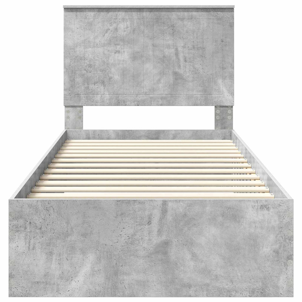 vidaXL Ramka łóżka Betonowy szary 90 x 200 cm Materiał drewnopochodny