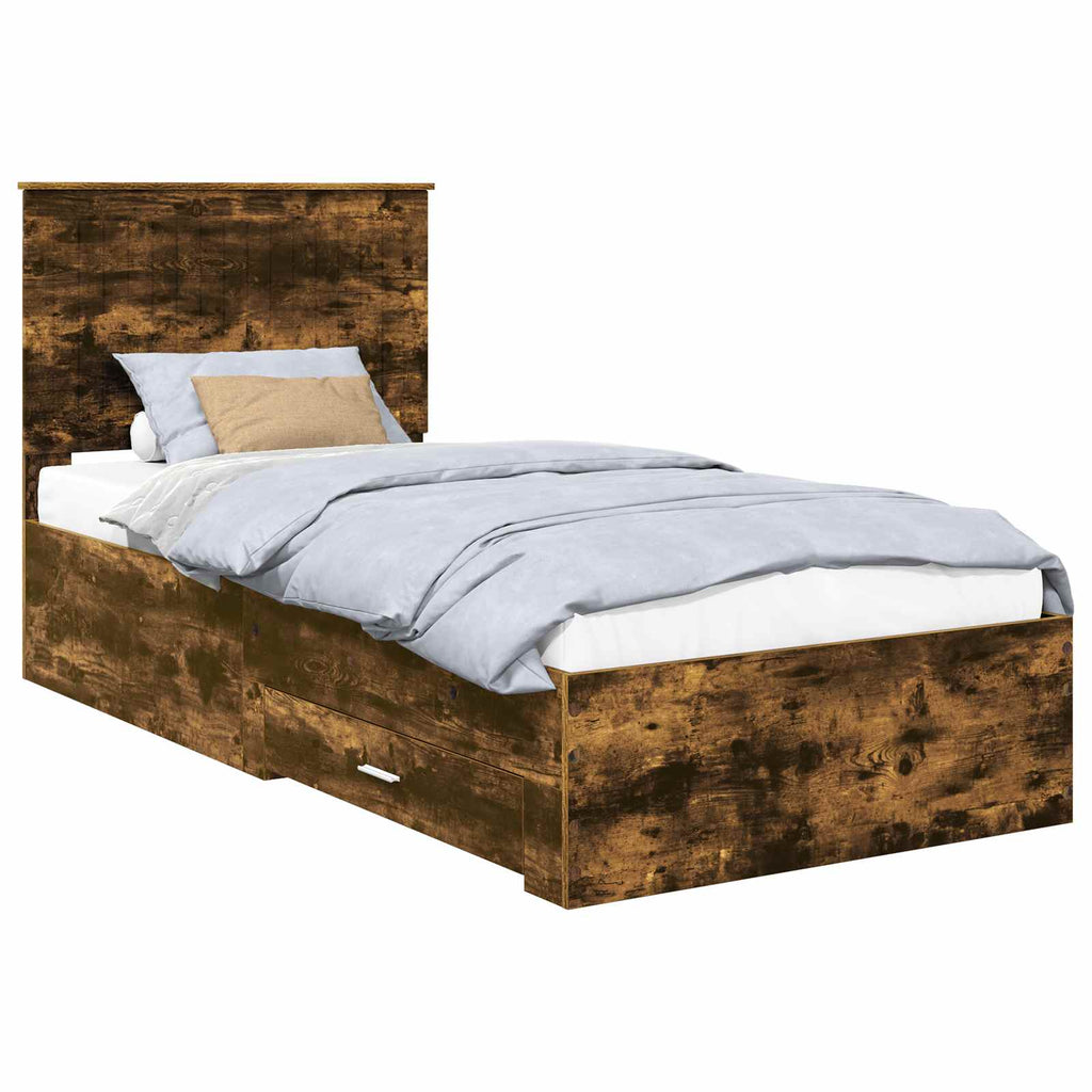 vidaXL Ramka łóżka Dąb wędzony 90 x 200 cm Materiał drewnopochodny