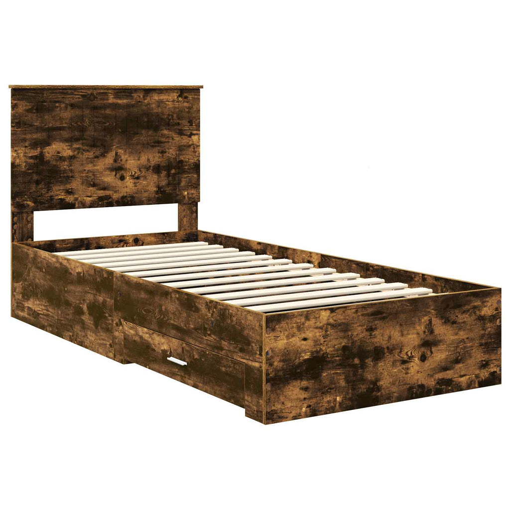 vidaXL Ramka łóżka Dąb wędzony 90 x 200 cm Materiał drewnopochodny