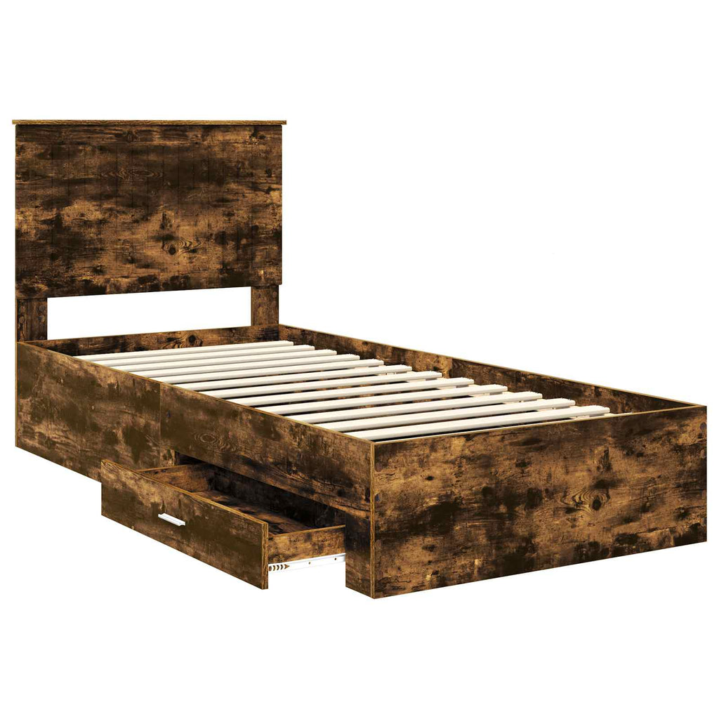 vidaXL Ramka łóżka Dąb wędzony 90 x 200 cm Materiał drewnopochodny
