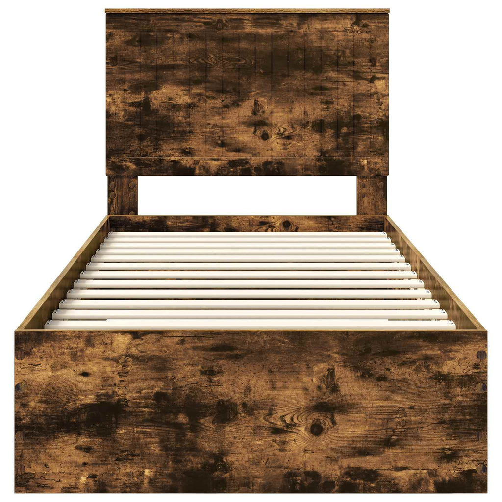 vidaXL Ramka łóżka Dąb wędzony 90 x 200 cm Materiał drewnopochodny