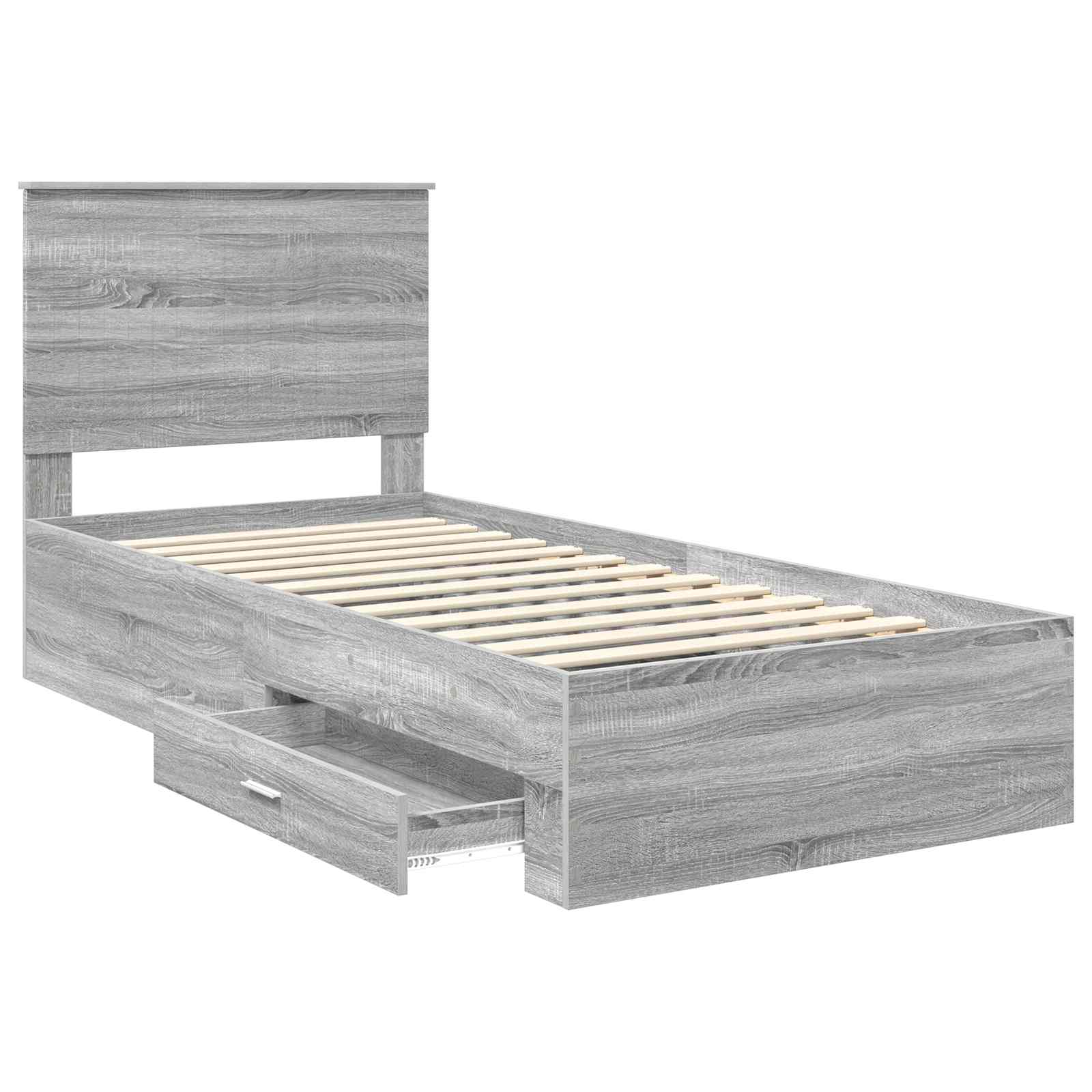 vidaXL Ramka łóżka Szary Sonoma 90 x 200 cm Materiał drewnopochodny