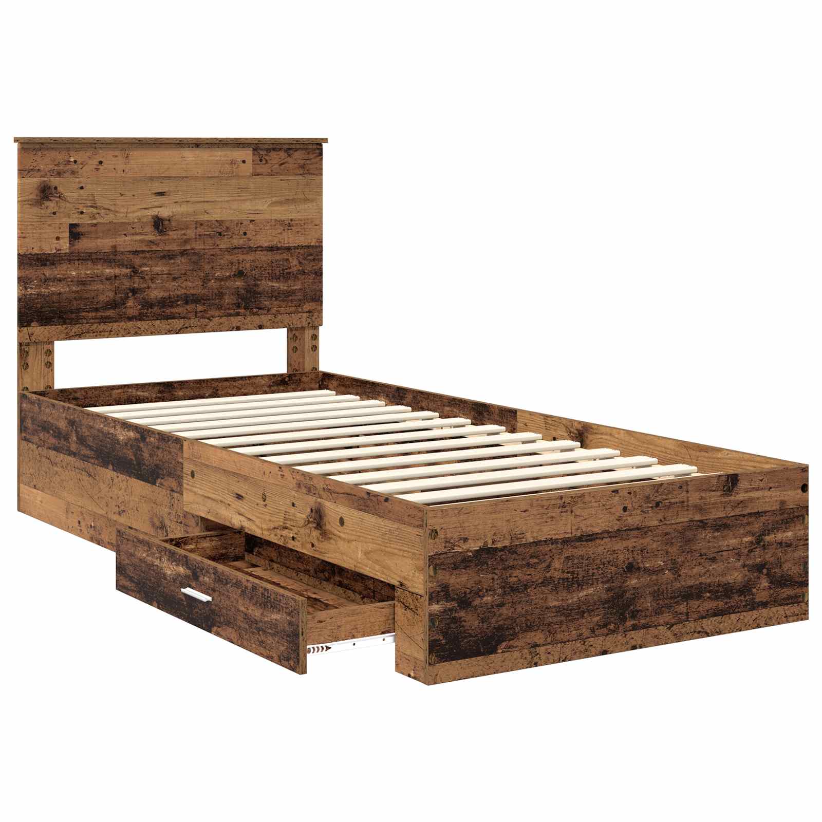 vidaXL Ramka łóżka Stare drewno 90 x 200 cm Materiał drewnopochodny