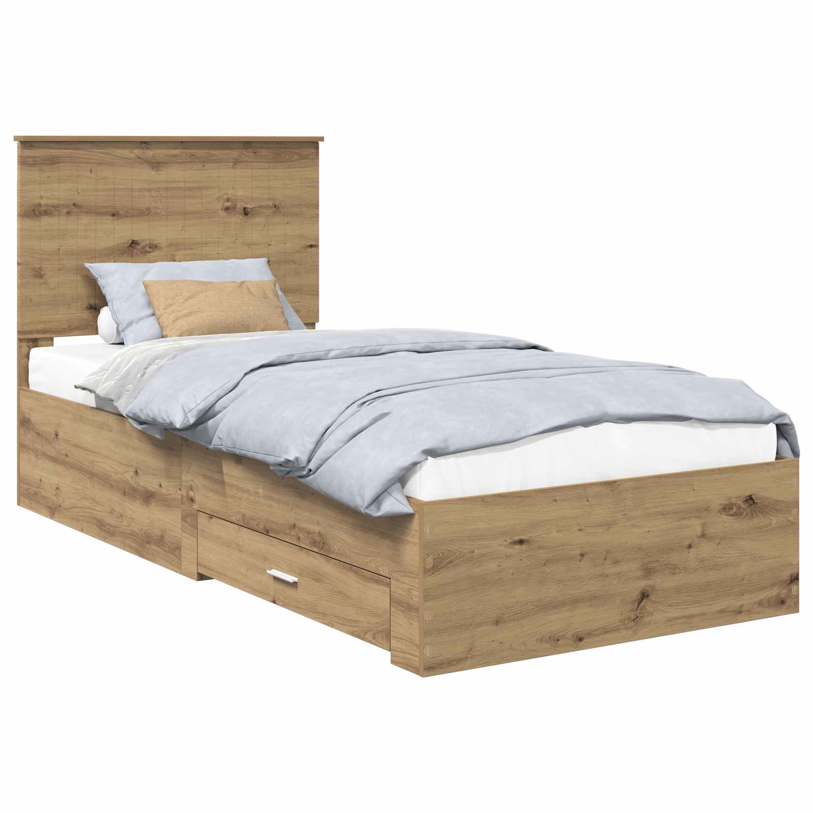 vidaXL Ramka łóżka Z zagłówkiem Dąb rzemieślniczy 90 x 200 cm