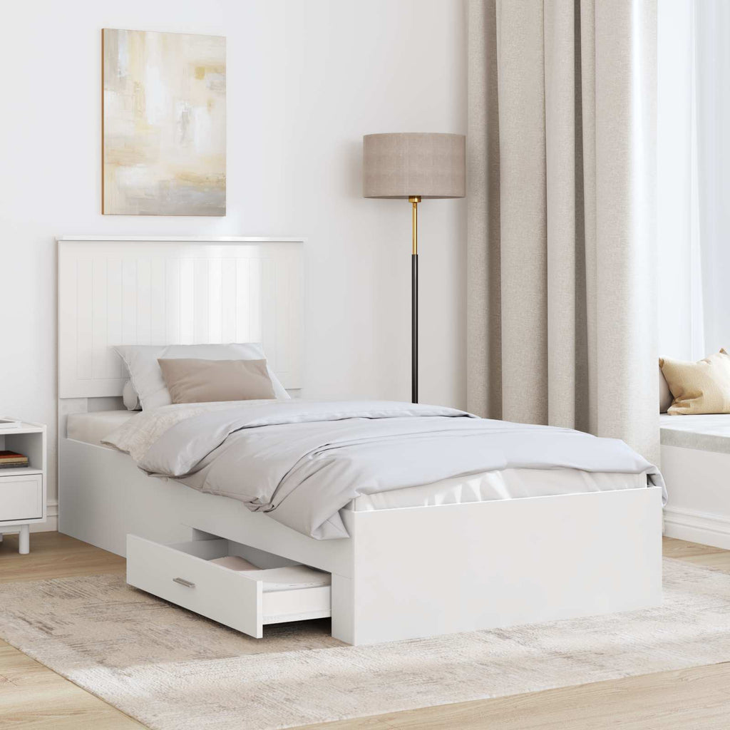 vidaXL Ramka łóżka Biały 90 x 190 cm Materiał drewnopochodny